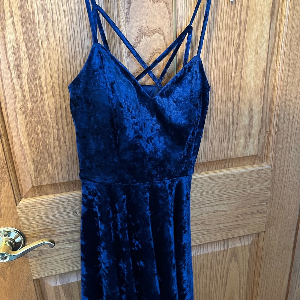 A Byer Blue Velvet Dress